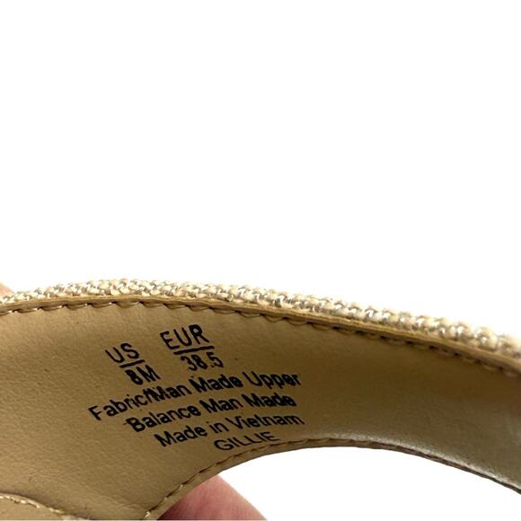 Sam Edelman Gillie Ankle Strap Sandal Heel Sand Linen Beaded 8 - Picture 9 of 11